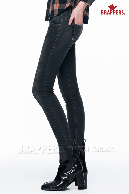 BRAPPERS 女款 新美腳系列-中低腰超彈性合身窄管褲-黑絲花