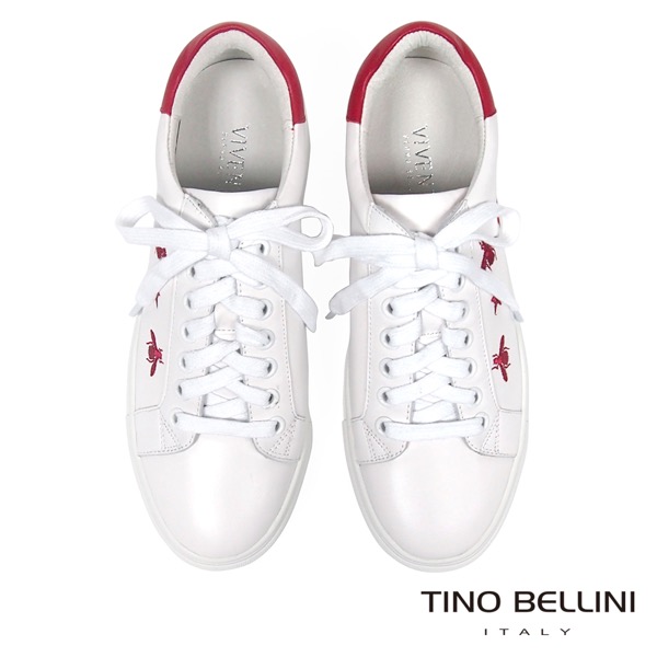 Tino Bellini 童趣刺繡綁帶休閒鞋_ 白