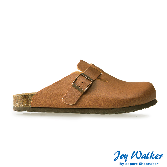 Joy Walker 素色休閒包頭拖鞋*駝色