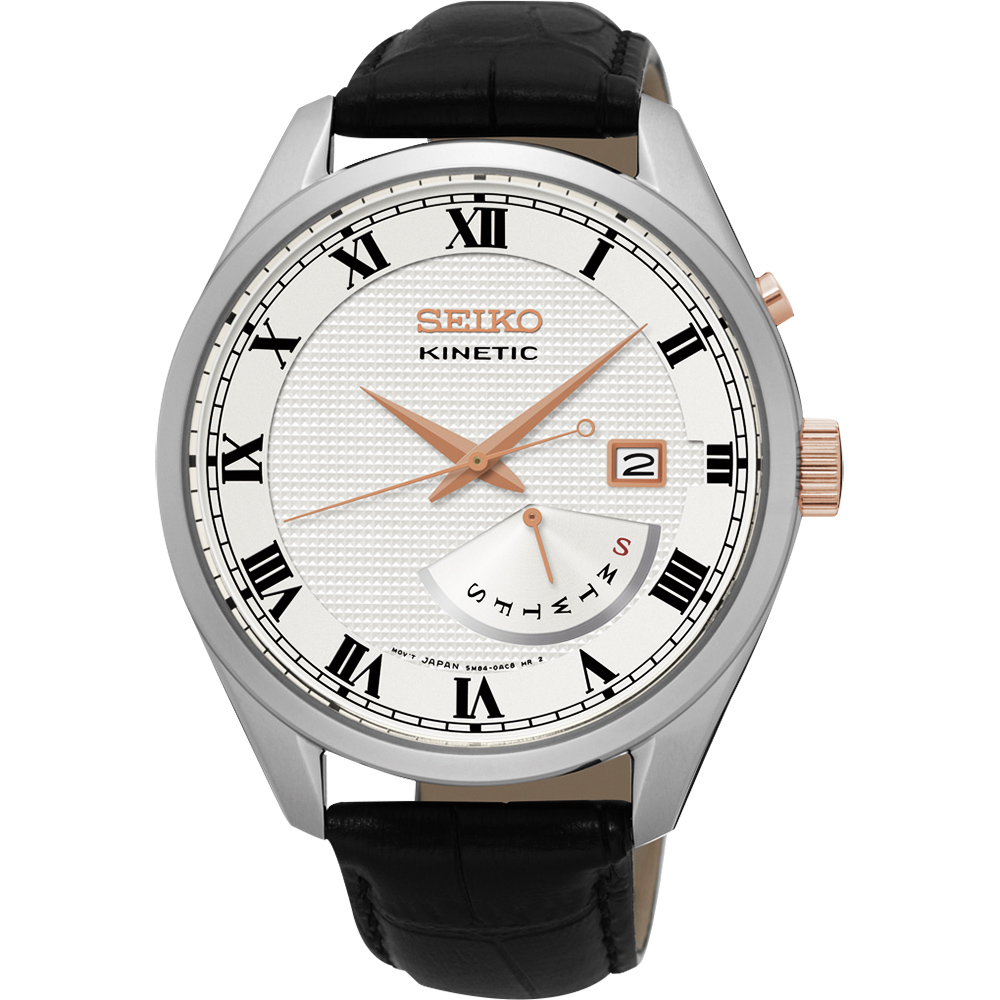 SEIKO Kinetic 日曆人動電能腕錶(SRN073P1)-銀/42mm