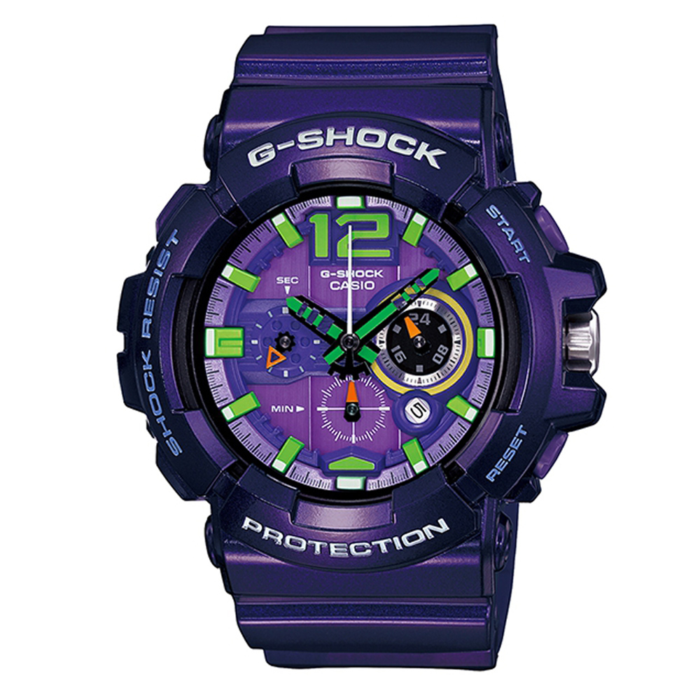 G-SHOCK 嶄新大錶徑螢光跳色休閒運動錶(GAC-110-6A)-迷幻紫/52.7mm