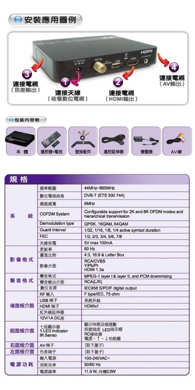 PX大通HD-3000教主高畫質數位機上盒