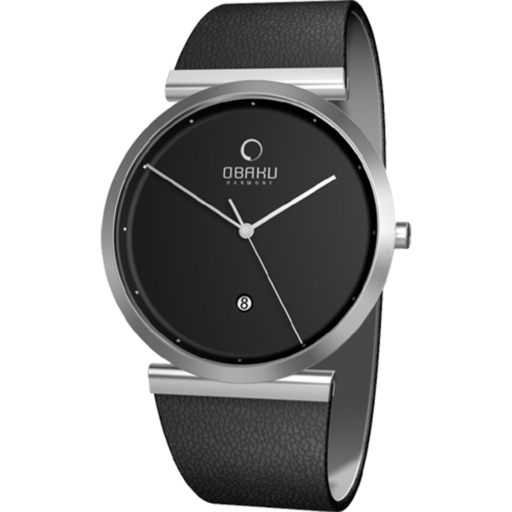 OBAKU 刻劃時光簡約時尚腕錶-銀黑/37mm