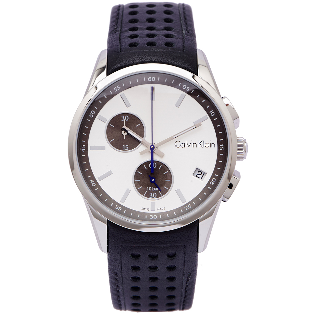 CK Calvin Klein 設計款雙眼手錶(K5A371C6)-銀面X黑色/42mm