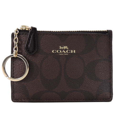 COACH LOGO拉鍊零錢鑰匙包(咖啡)