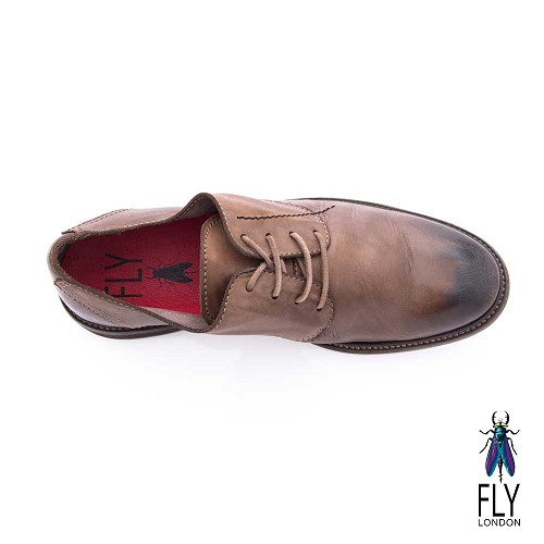 Fly London(男) 魔法師 牛皮圓楦自然擦痕皮鞋 - 懷舊黑