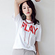 圓領字母PLAY短袖T恤 (共二色)-Kugi Girl product thumbnail 1