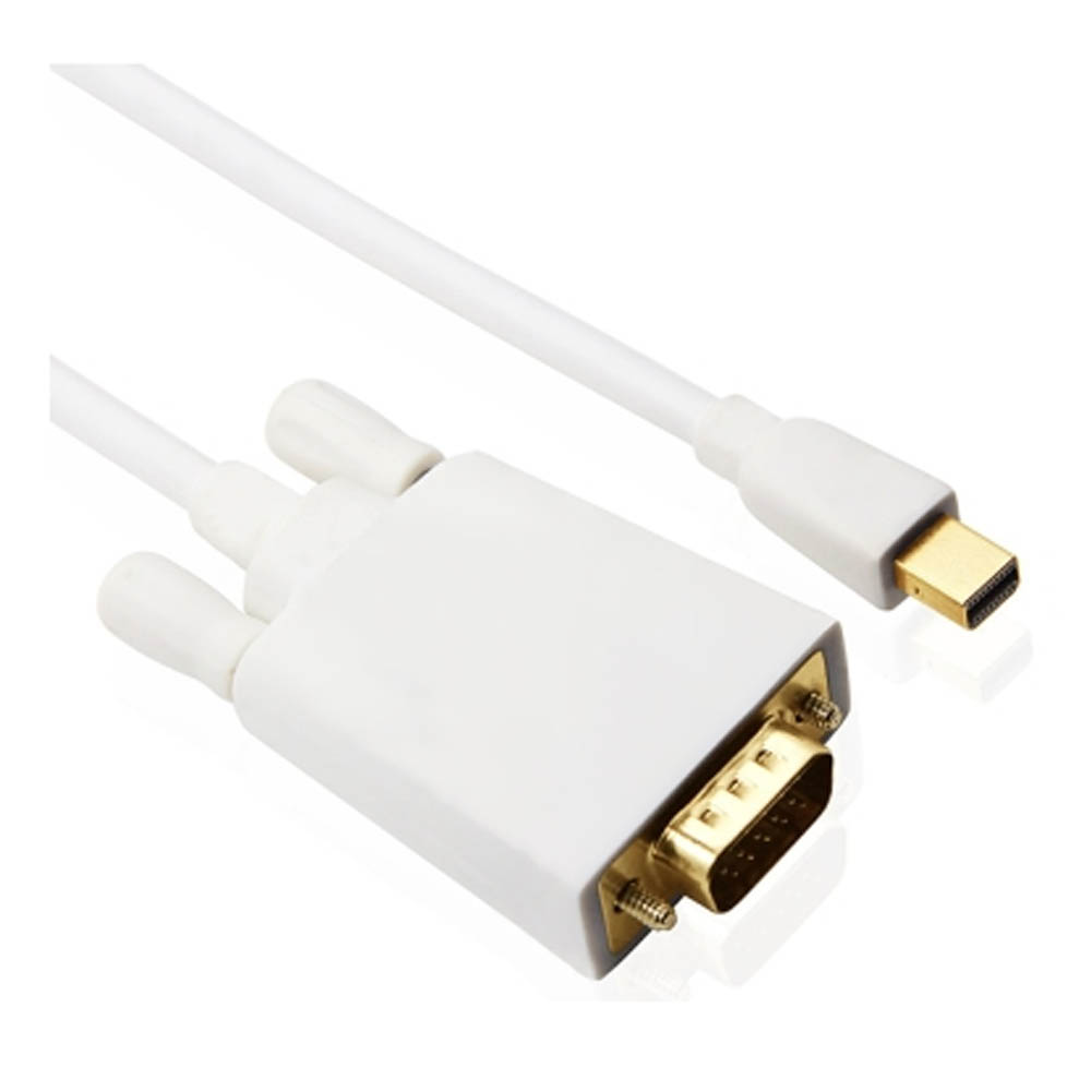 鍍金 Mini DisplayPort(公) to VGA(公) 轉換線(白)1.8米