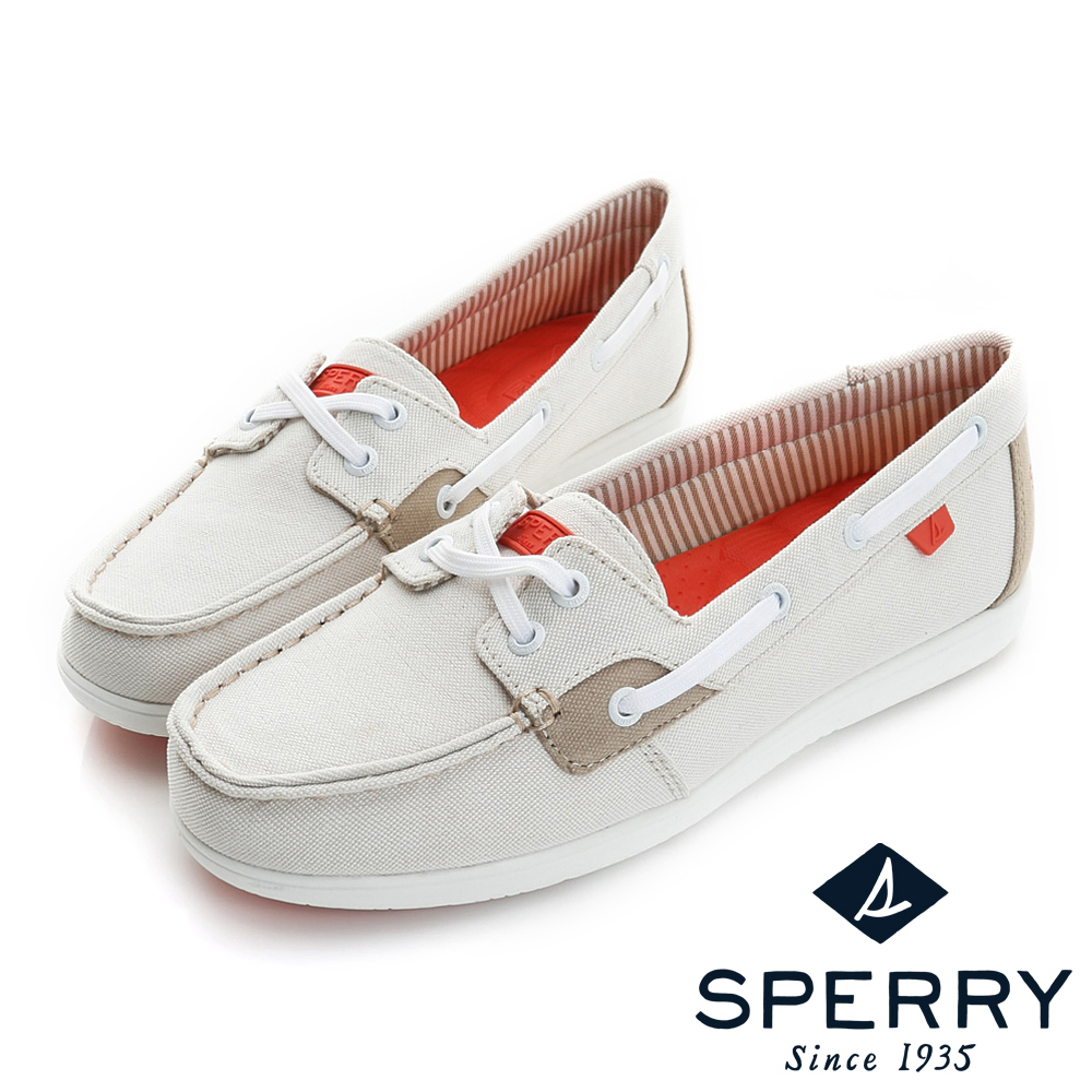 SPERRY超輕量舒適休閒布面帆船鞋(象牙白)