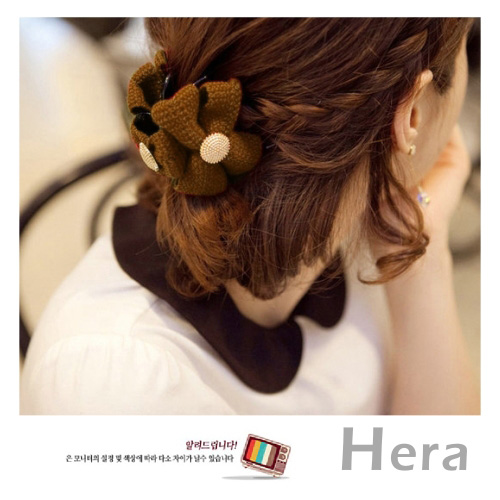 【Hera】編織浪漫 蝴蝶結造型髮夾/抓夾(三色－咖啡色)