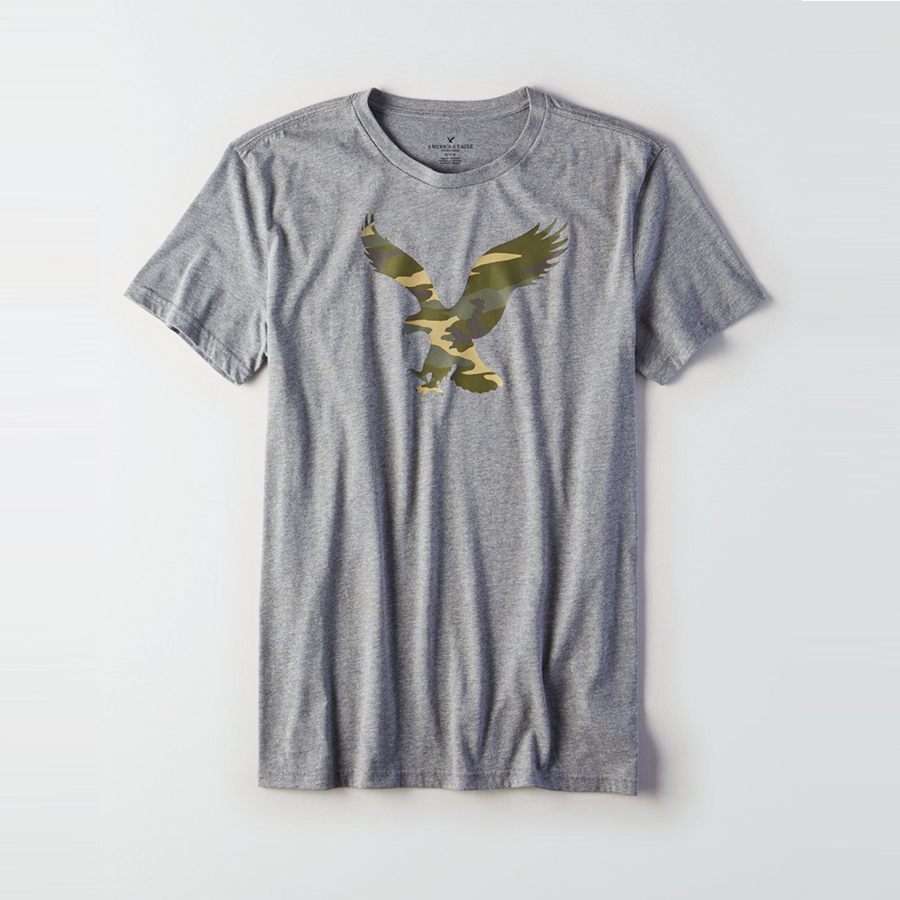 AEO 美國老鷹 經典標誌大老鷹印刷短袖T恤-灰色 Amercan Eagle
