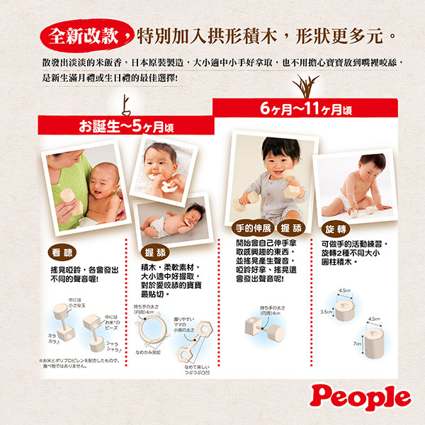 日本製People-新米的積木組合(0m )(日製米製品玩具系列)(固齒器/彌月禮)