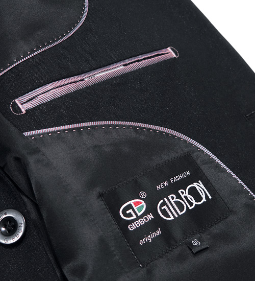 GIBBON 輕光澤星紋毛料西裝外套‧黑色46~50