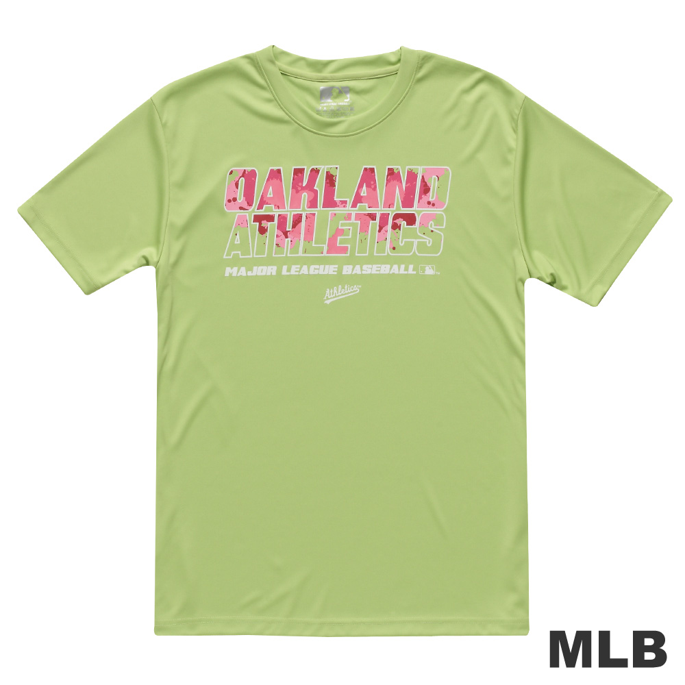 MLB-奧克蘭運動家隊圖文遮色短袖快排T恤-淺綠(男)