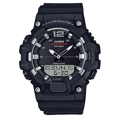 CASIO 經典再現10年電力雙顯電子錶(HDC-700-1A)-黑/48.8mm