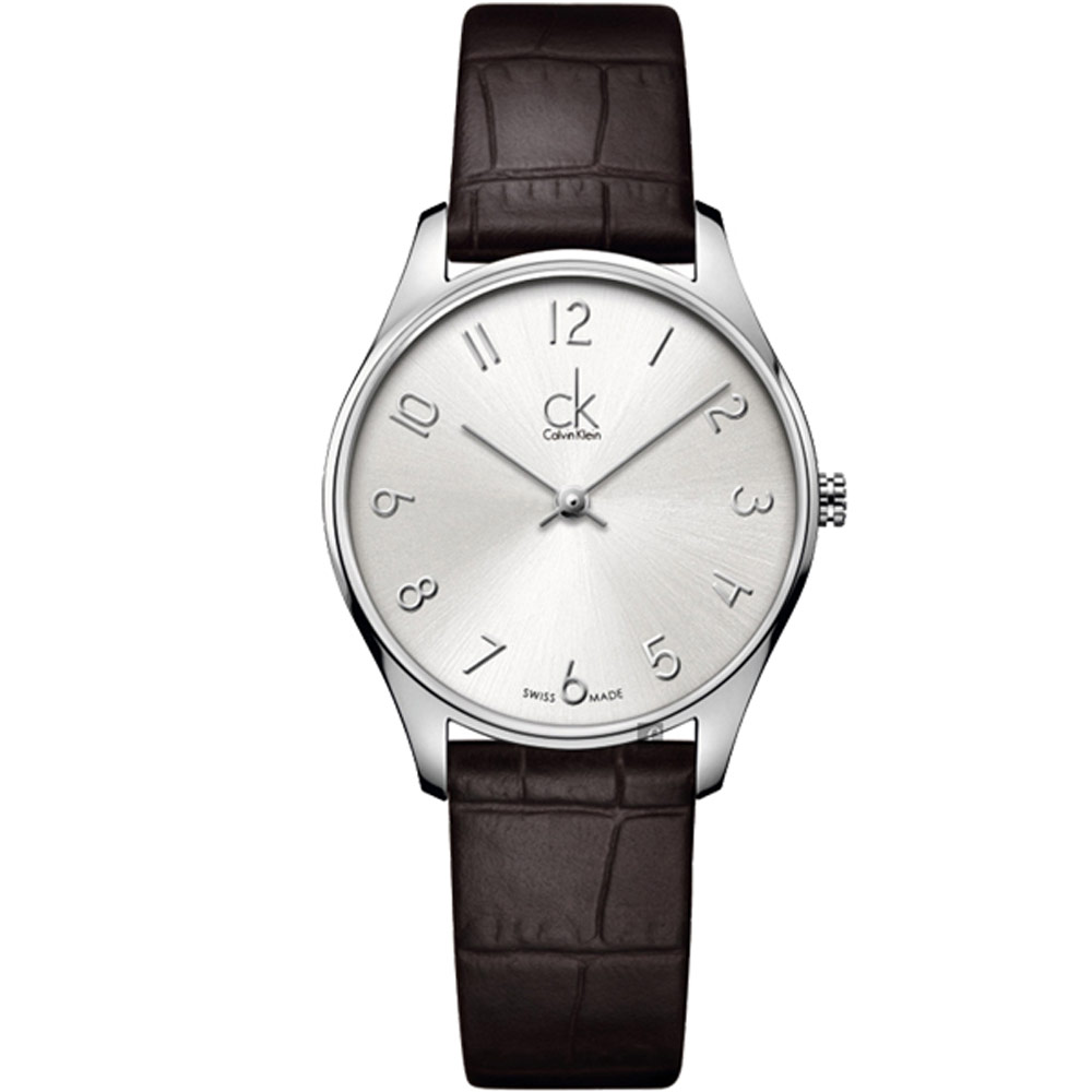 ck Calvin Klein 簡約經典時尚腕錶(K4D221G6)-白x咖啡/32mm