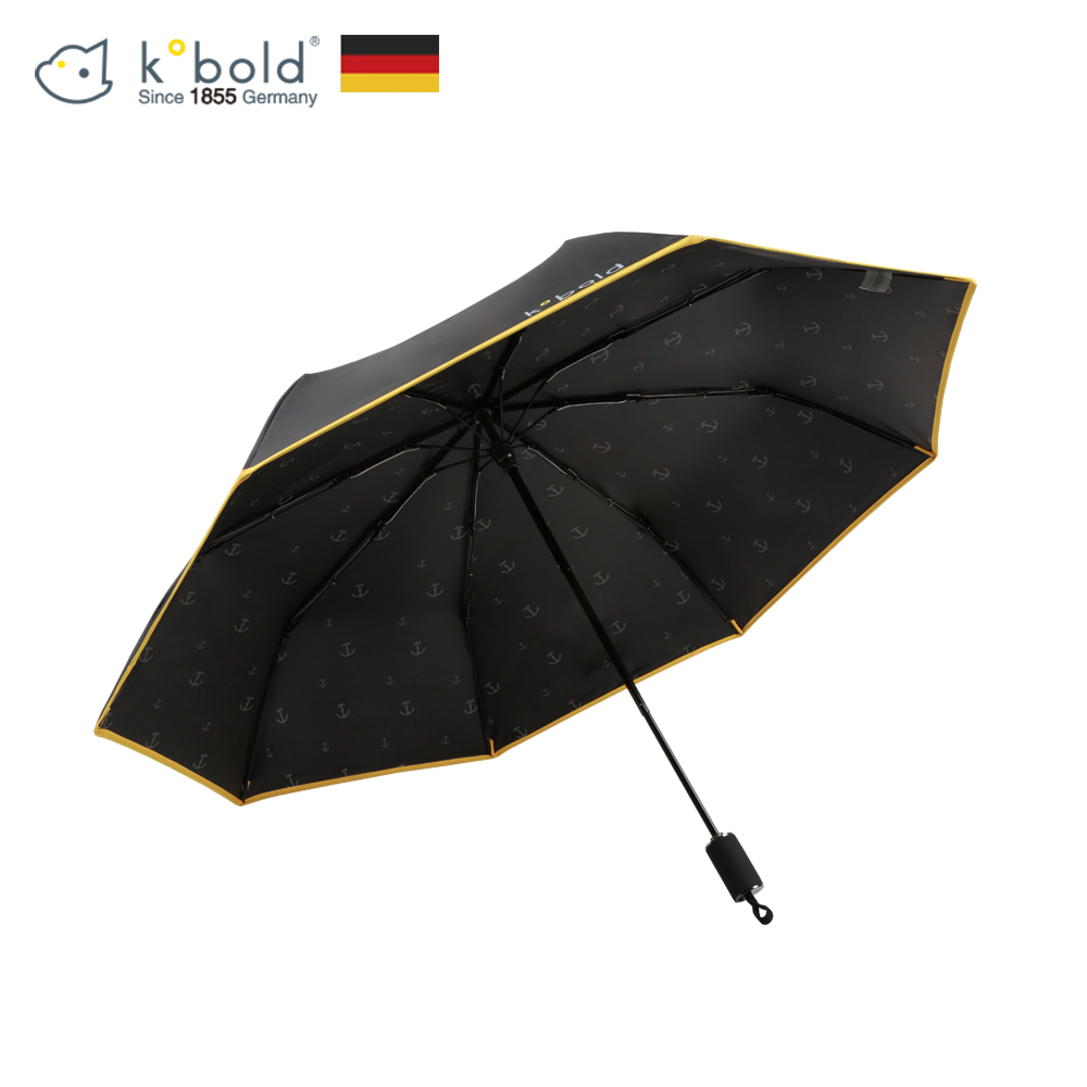 德國kobold酷波德 抗UV旋轉芭蕾系列-超輕巧-隱藏傘珠-遮陽防曬三折傘-曜石黑