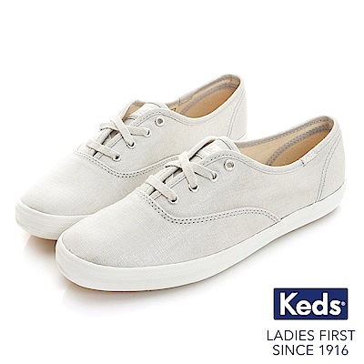 Keds CHAMPION金屬炫色經典綁帶休閒鞋-金屬灰