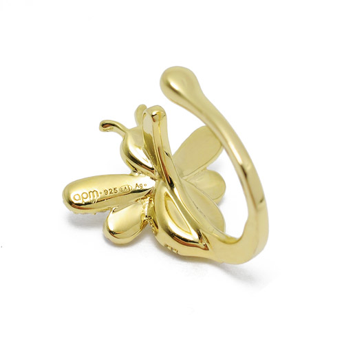 apm MONACO法國精品珠寶 閃耀亮鑽金色蜜蜂造型耳骨夾