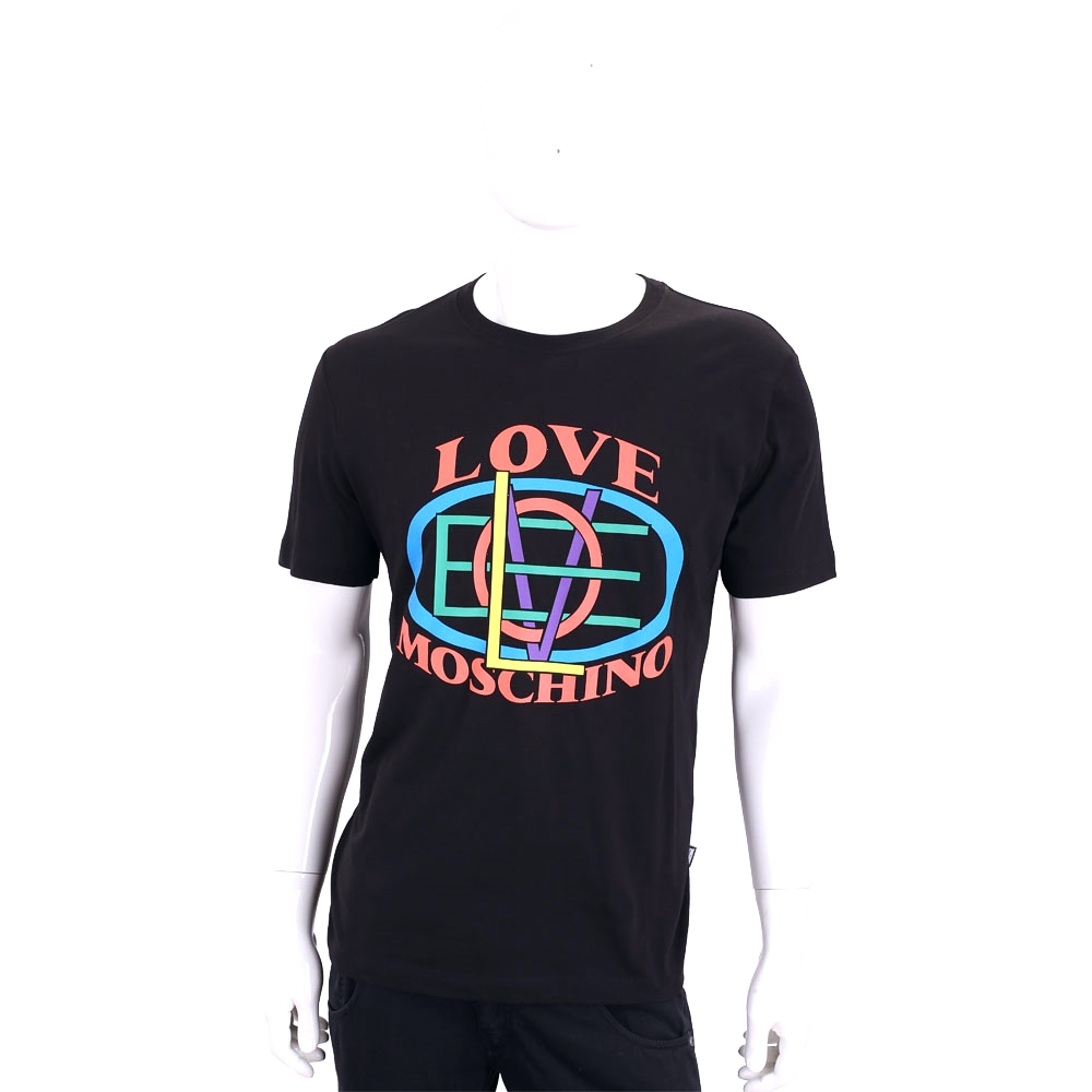 LOVE MOSCHINO 黑色創意彩繪字母棉質短袖T恤