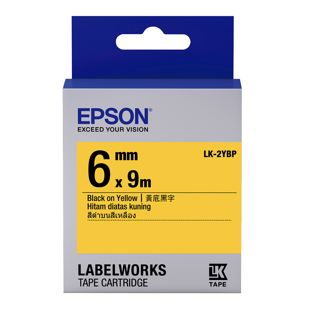 EPSON C53S652403 LK-2YBP粉彩系列黃底黑字標籤帶(寬度6mm)