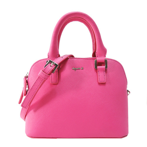 agnes b. 金屬logo防刮貝殼包-迷你/桃