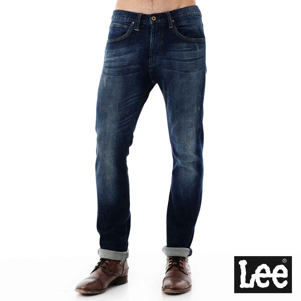Lee 男款 707 中腰標準小直筒牛仔褲 中深藍洗水