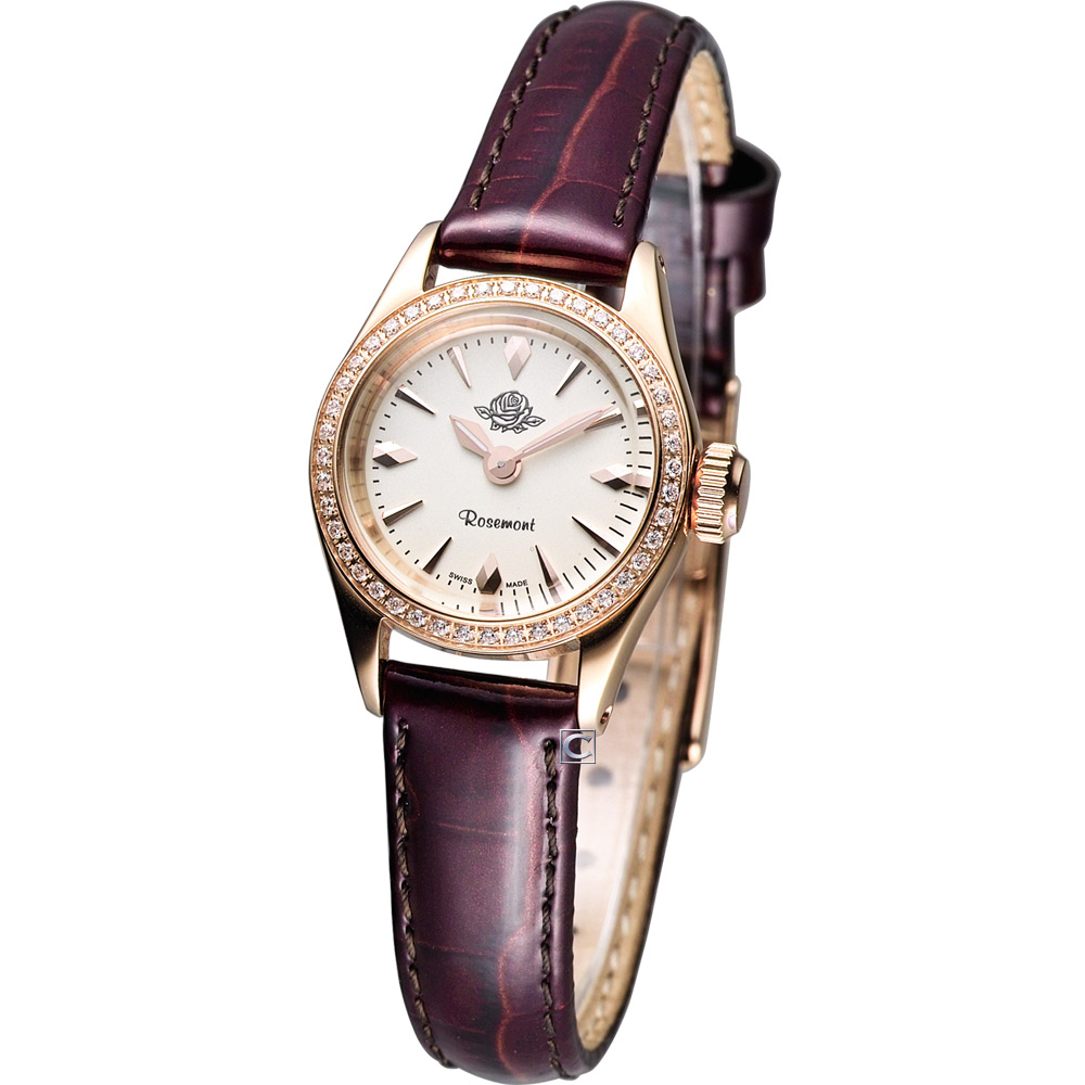 Rosemont 茶香玫瑰系列 III 復古時尚錶-咖啡色錶帶/22mm
