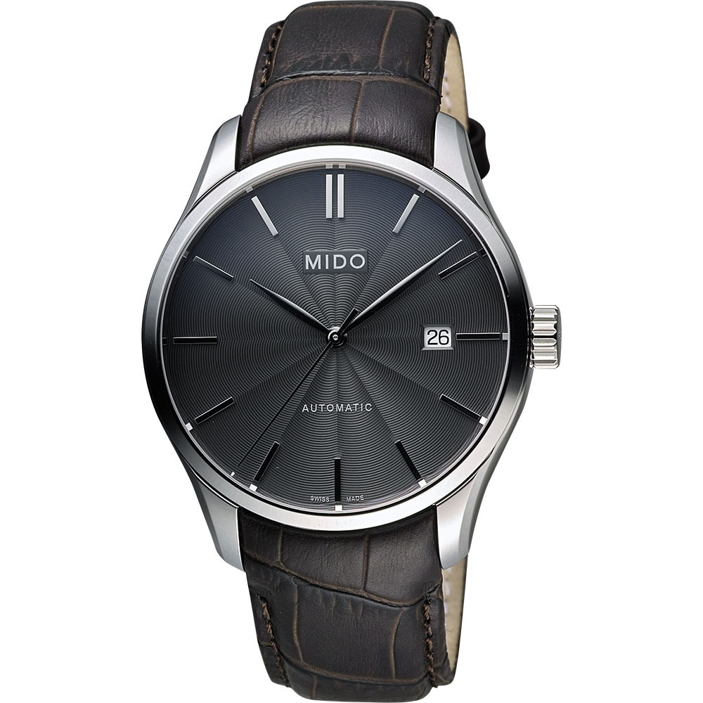 MIDO 美度 官方授權 Belluna II Gent 經典機械腕錶-黑x咖啡/40mm M0244071606100