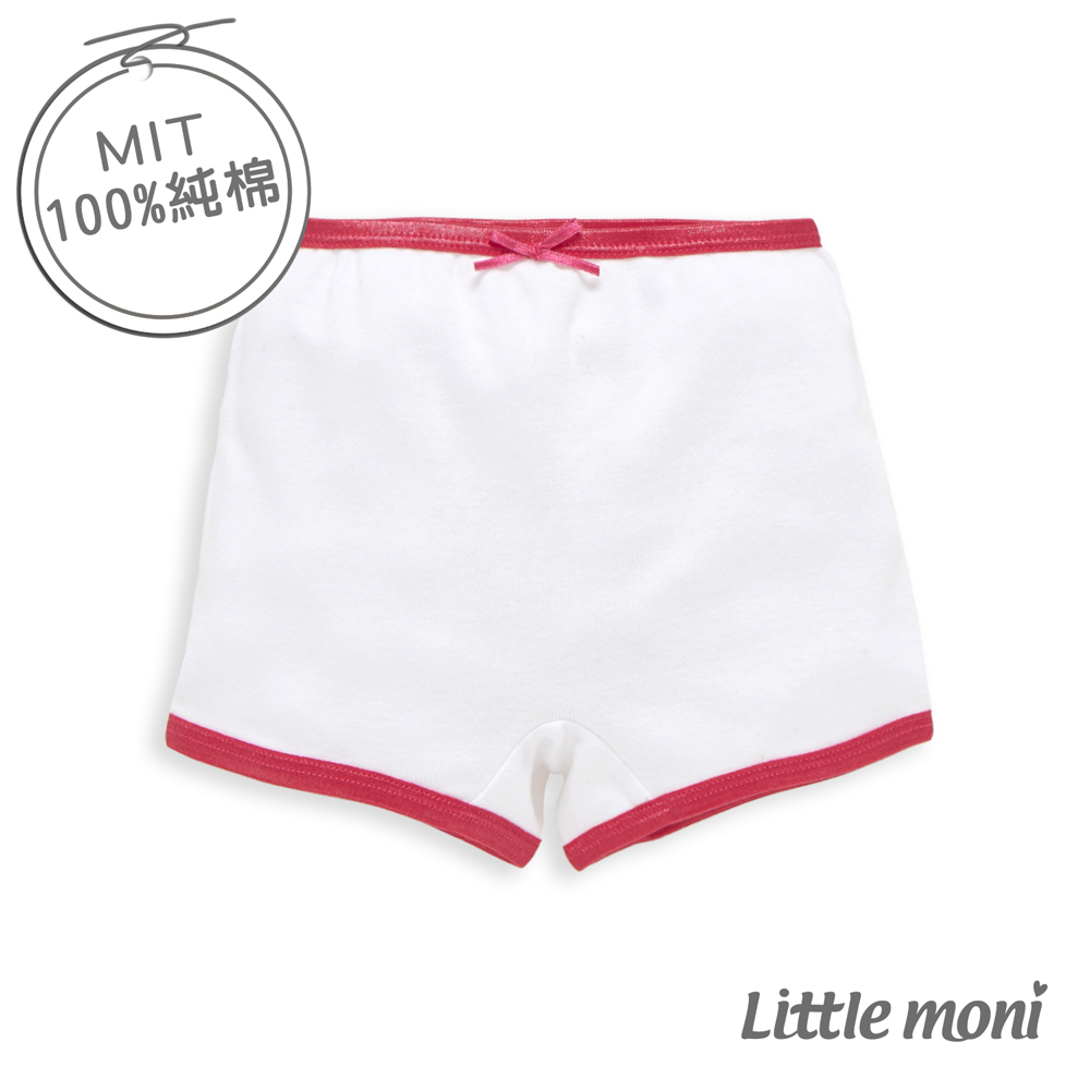 Little moni 純棉家居系列素面兒童平口內褲 白色