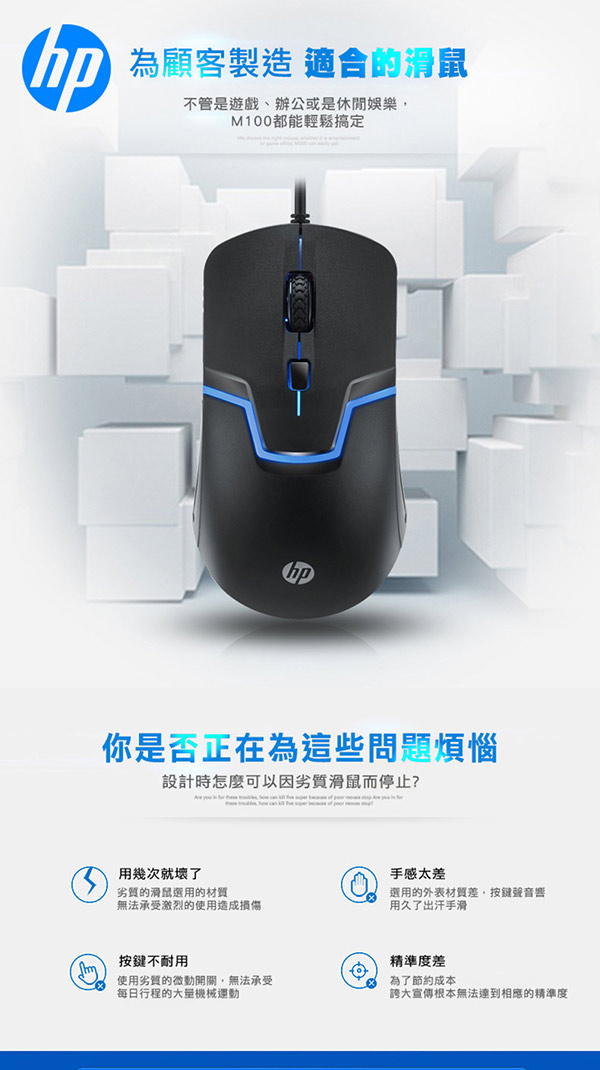 HP m100有線滑鼠