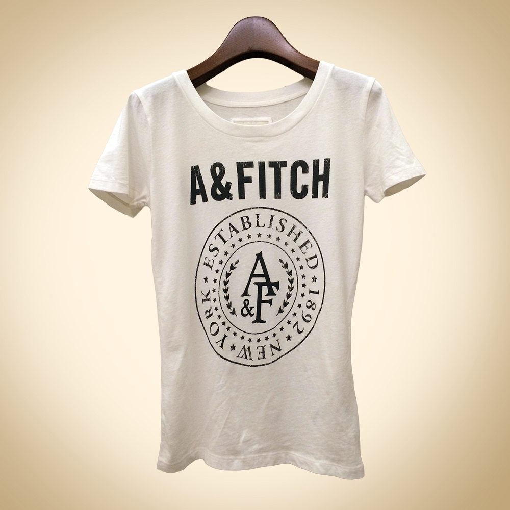 A&F 女裝 復古圓標短T恤(白)