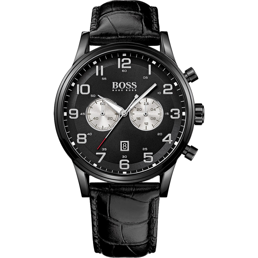 Hugo Boss 都會俐落型男計時腕錶-IP黑/44mm