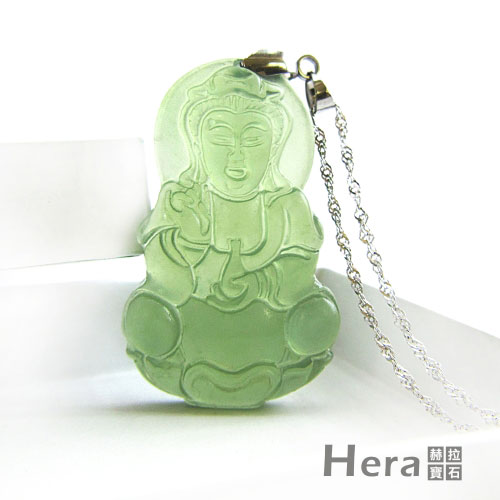 Hera 頂級天然冰種岫玉慈悲謢佑觀音項鍊