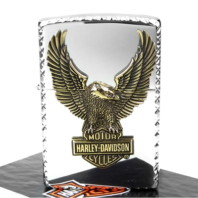 【ZIPPO】日系~Harley-Davidson-哈雷-內角加工打火機-金