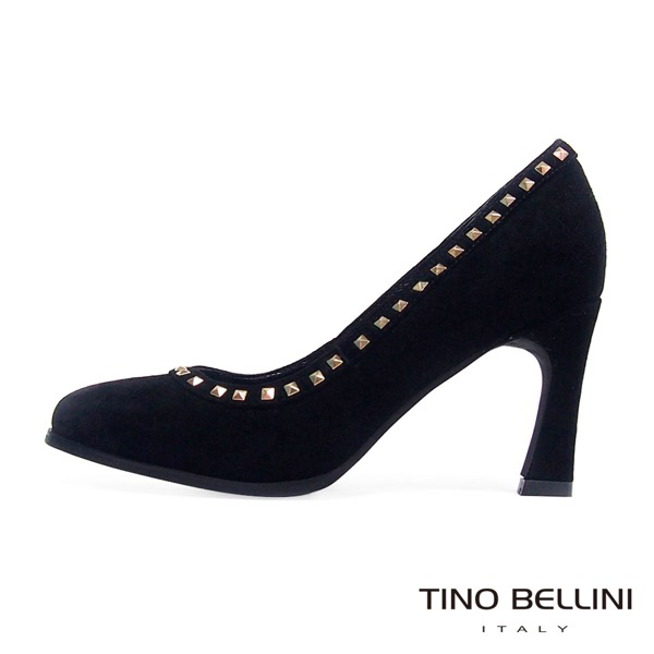 Tino Bellini 個性時髦鉚釘鑲嵌跟鞋_黑
