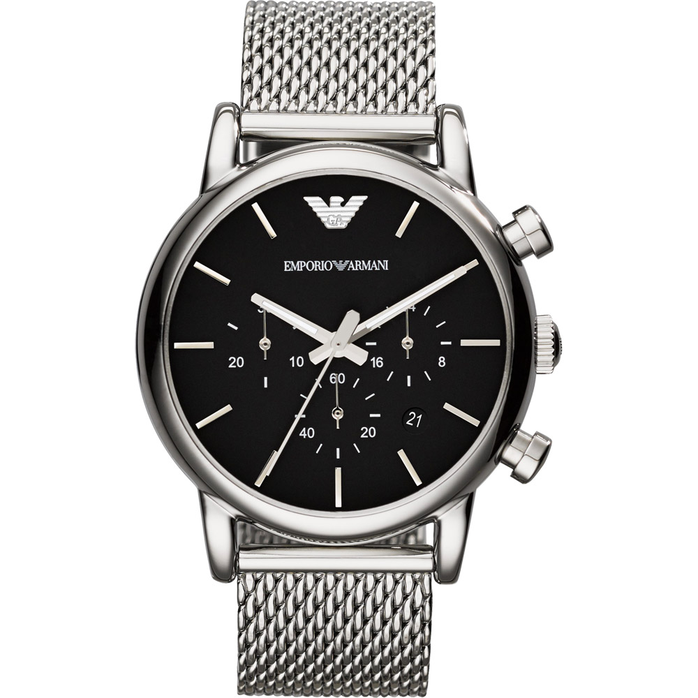 ARMANI Classic 經典風範計時腕錶-黑/41mm