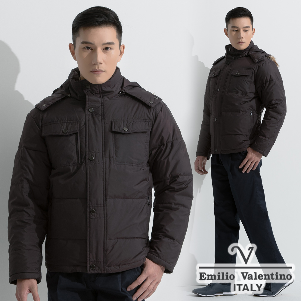 Emilio Valentino 經典連帽羽絨外套_咖啡色(33-1K2855-1)