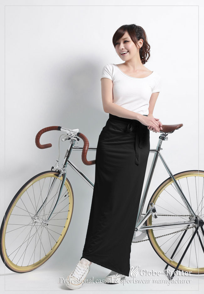 【遊遍天下】MIT台灣製涼感抗UV防曬吸排多功能一片裙117(加大尺碼)黑色