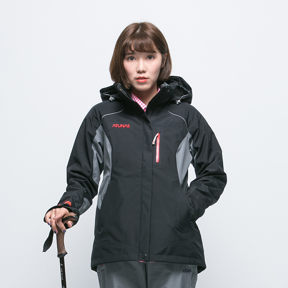 歐都納 GORE-TEX+W.S刷毛兩件式防水防風女款外套 A-G1431W 黑