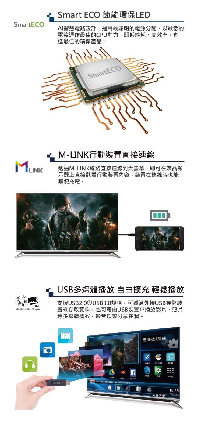 HERAN禾聯 43吋 FHD 9H強化玻璃 智慧聯網 LED液晶顯示器+視訊盒 HD-43XA5