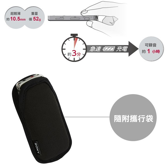 [原廠公司貨+隨行袋] SONY數位錄音筆4G ICD-UX560F
