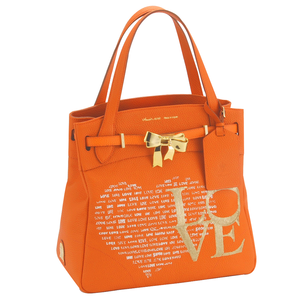 A.D.M.J RIBBON金屬蝴蝶結COVA-TOTE BAG-ORANGE