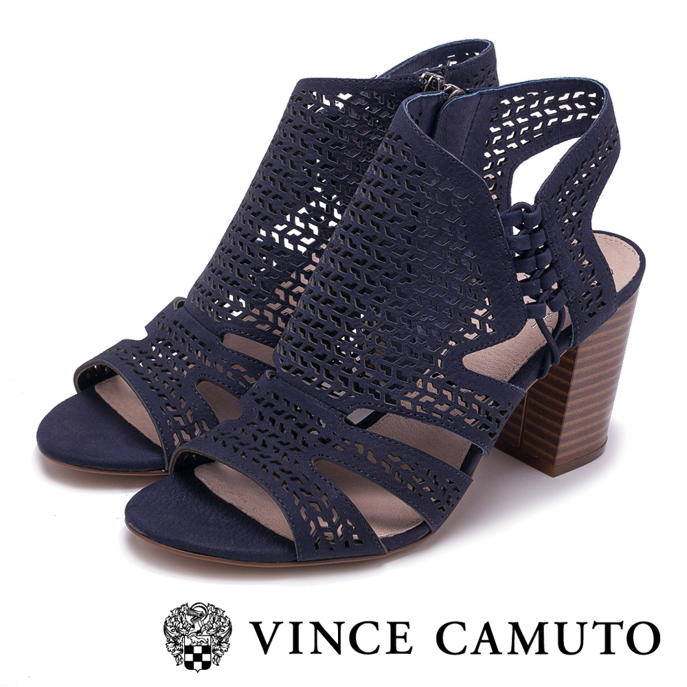 Vince Camuto 雕花簍空V字高跟涼鞋-藍色