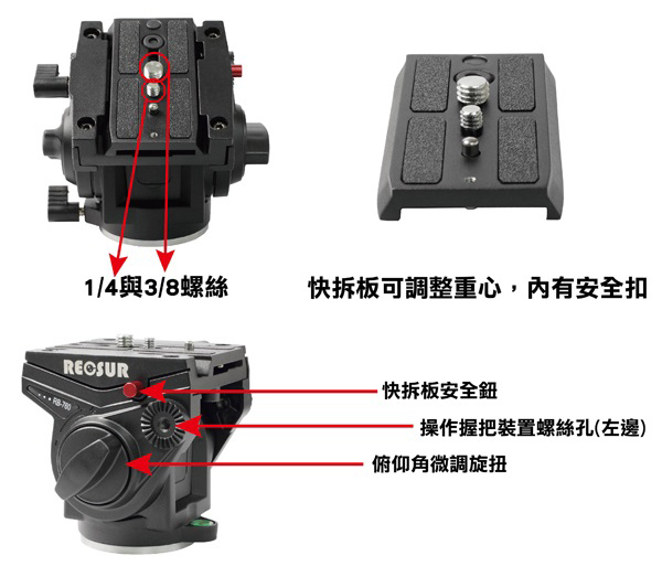 RECSUR 銳攝 RB-760 專業把手式油壓雲台