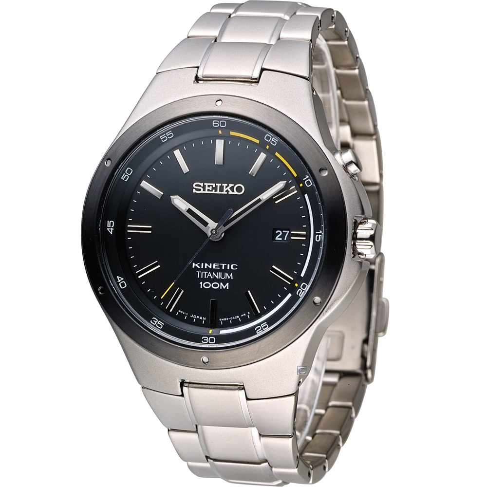 SEIKO Kinetic 鈦爭鋒時刻人動電能腕錶(SKA715P1)-黑/43mm