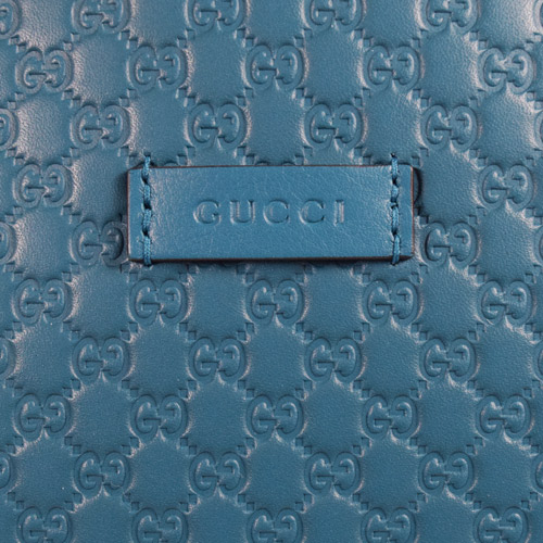 GUCCI Guccissima系列小LOGO牛皮兩用包.藍綠/大