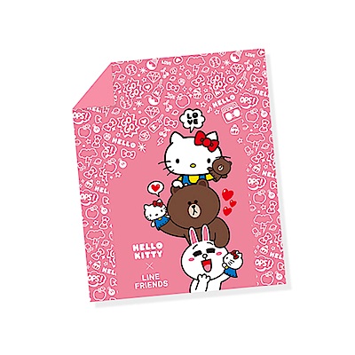 享夢城堡 雙人涼被5x6-HELLO KITTYxLINE FRIENDS 手偶同樂會-粉