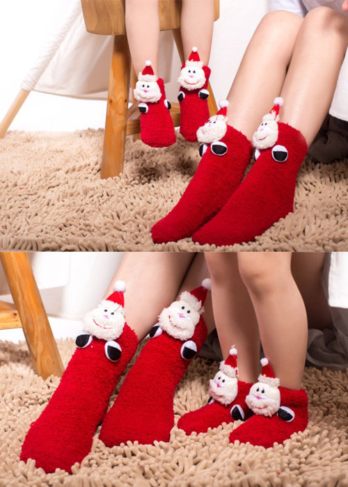 Wazi-立體聖誕童話珊瑚絨襪子聖誕襪 (1組二入)
