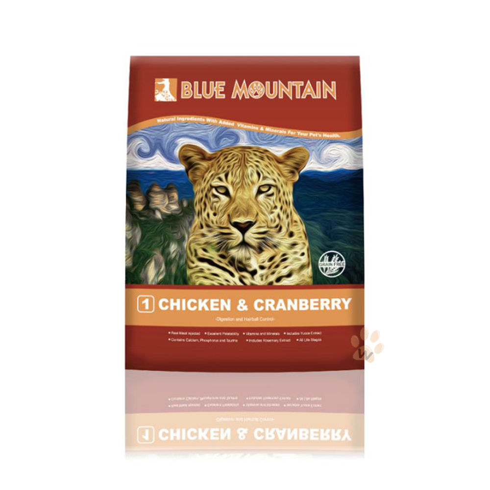 Blue Mountain荒野藍山-無穀專用配方糧-腸胃保健-雞肉+蔓越莓(貓食)2.2lbs